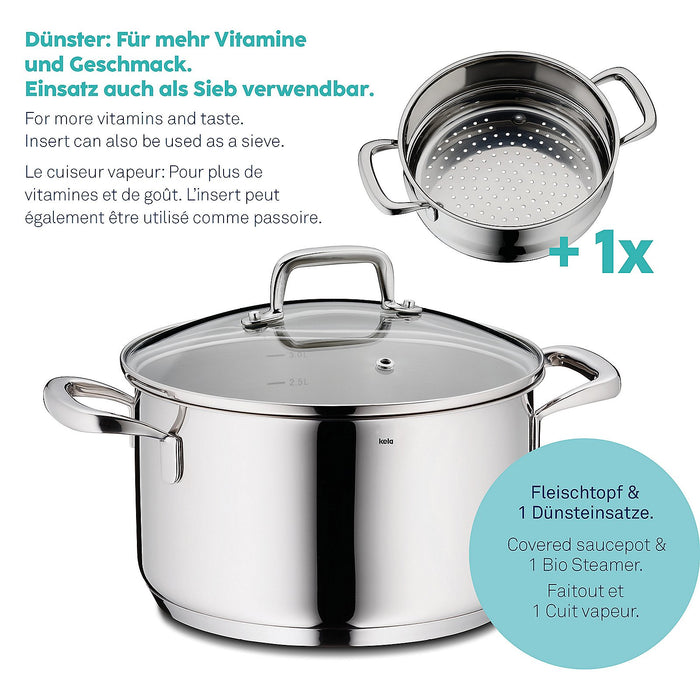 Stoompan met Inzet RVS, 2,4 L - Kela | Flavoria