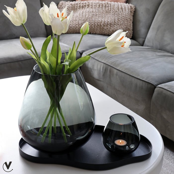 Vase The World - Bauru M black L66 x B37,5 x H2 cm