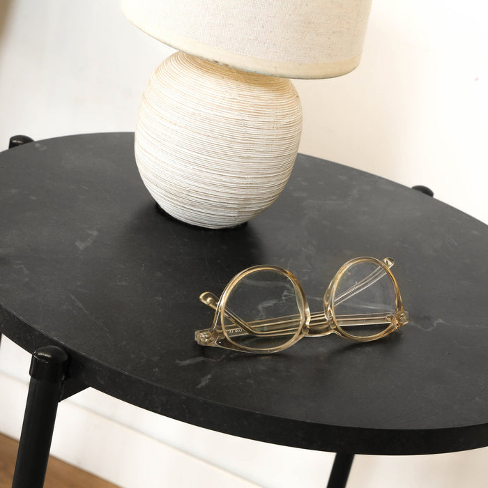 Calicosy - Bijzettafel met Zwart Marmer Effect - Ø40 cm