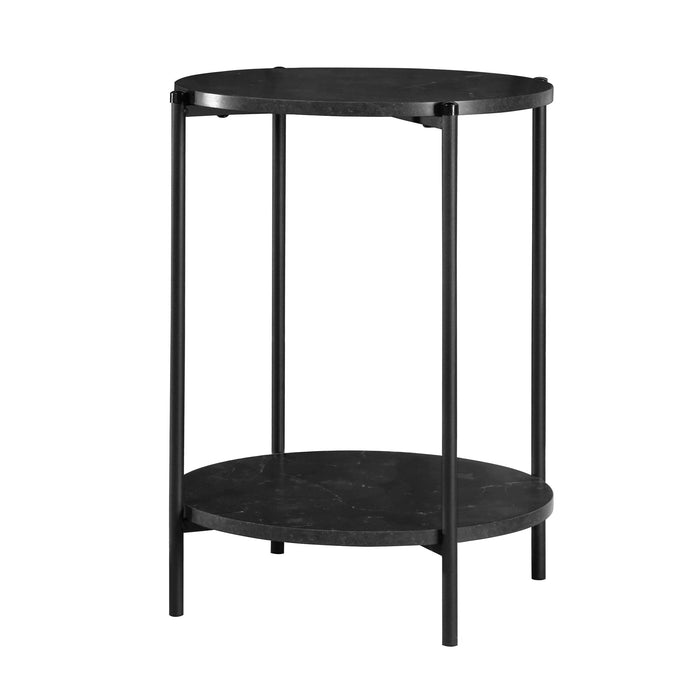Calicosy - Bijzettafel met Zwart Marmer Effect - Ø40 cm