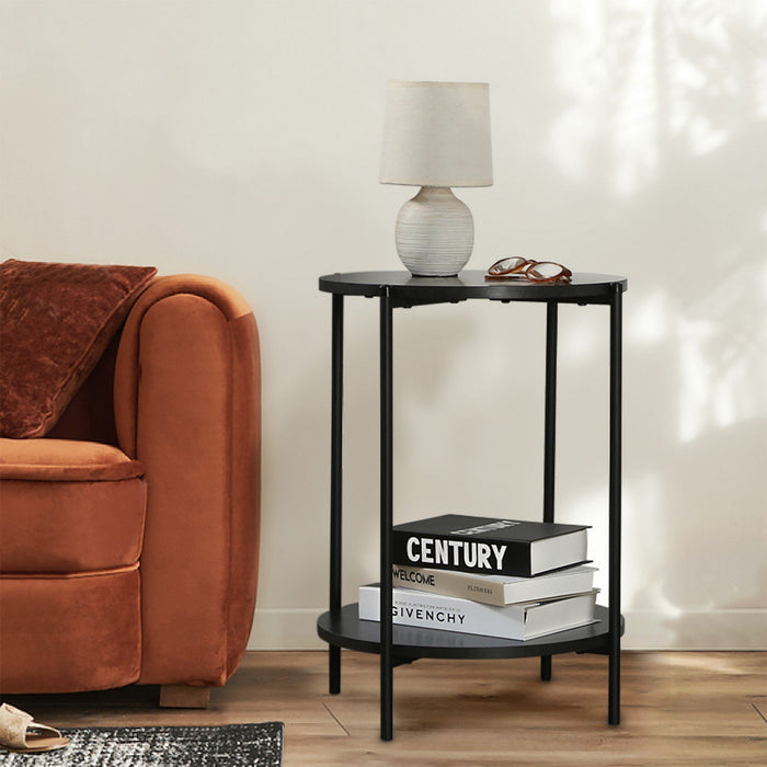 Calicosy - Bijzettafel met Zwart Marmer Effect - Ø40 cm