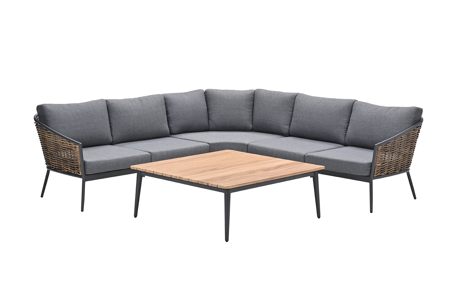 GI Bali loungeset (4-delig) - Naturel Rotan|Carbon Black