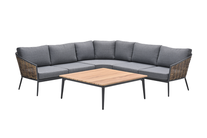 GI Bali loungeset (4-delig) - Naturel Rotan|Carbon Black