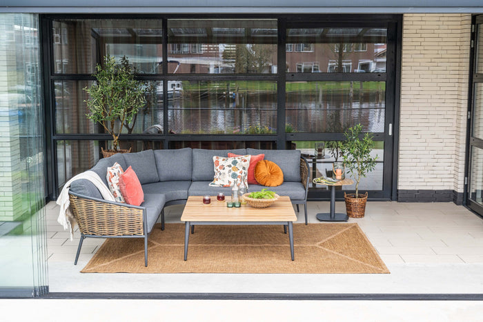 GI Bali loungeset (4-delig) - Naturel Rotan|Carbon Black