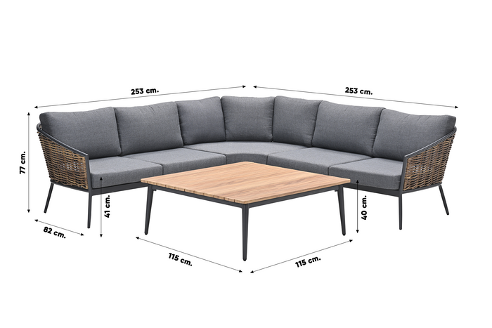 GI Bali loungeset (4-delig) - Naturel Rotan|Carbon Black