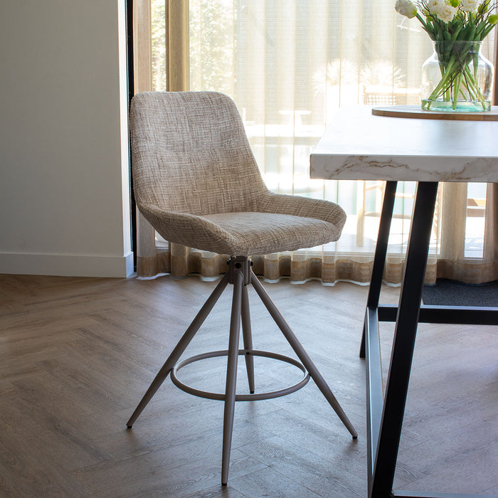 DÉJA Living - Barkruk Beige Draaibaar - Zithoogte 67cm - Senna - Set van 2