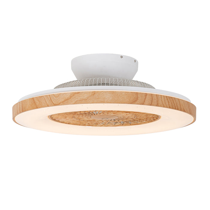 QAZQA Plafondventilator hout print met ster effect 60cm incl. LED