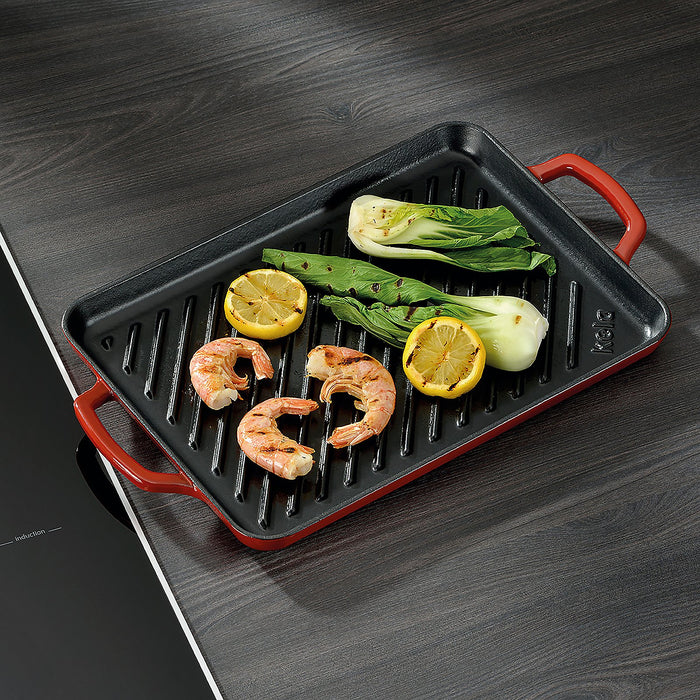 Grillplaat, Gietijzer, Rood, 25 x 35 cm - Kela | Calido
