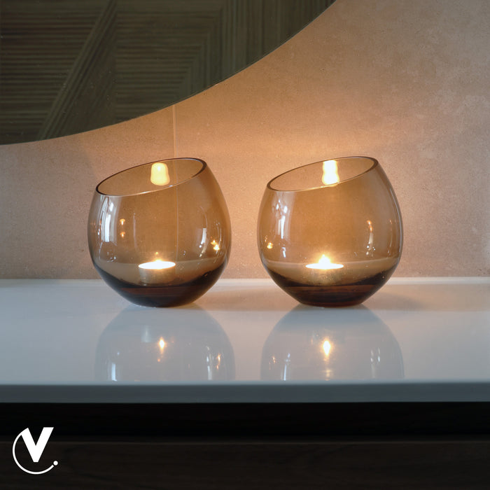 Vase The World - Moho taupe waxinelichthouder Ø15,5 x H15 cm - 2st.