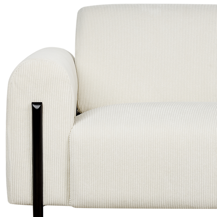 Beliani - ASKIM - Driezitsbank - Gebroken wit - Corduroy