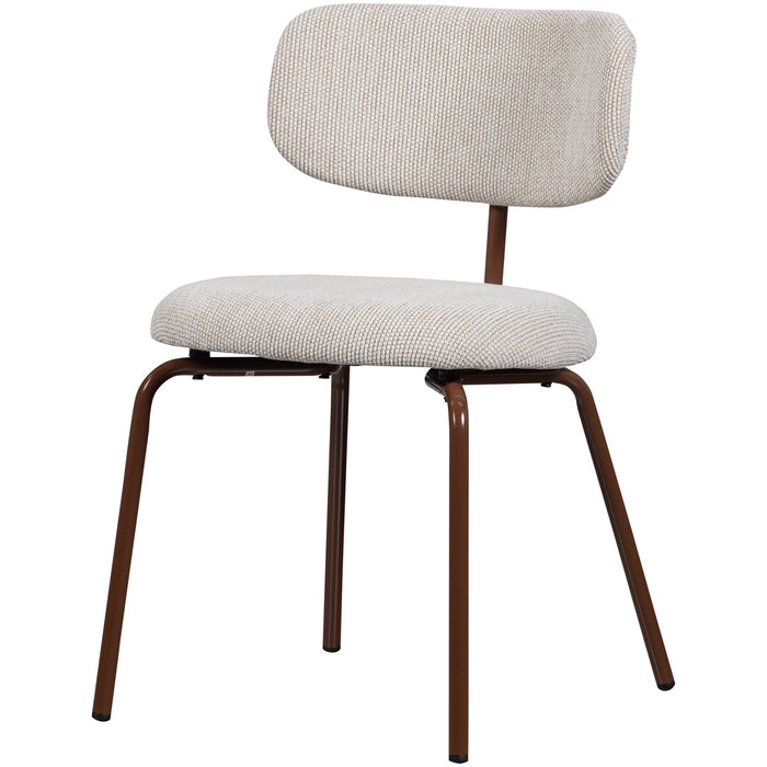 WOOOD Travis Eetkamerstoelen - Polyester - Off White - Set van 2