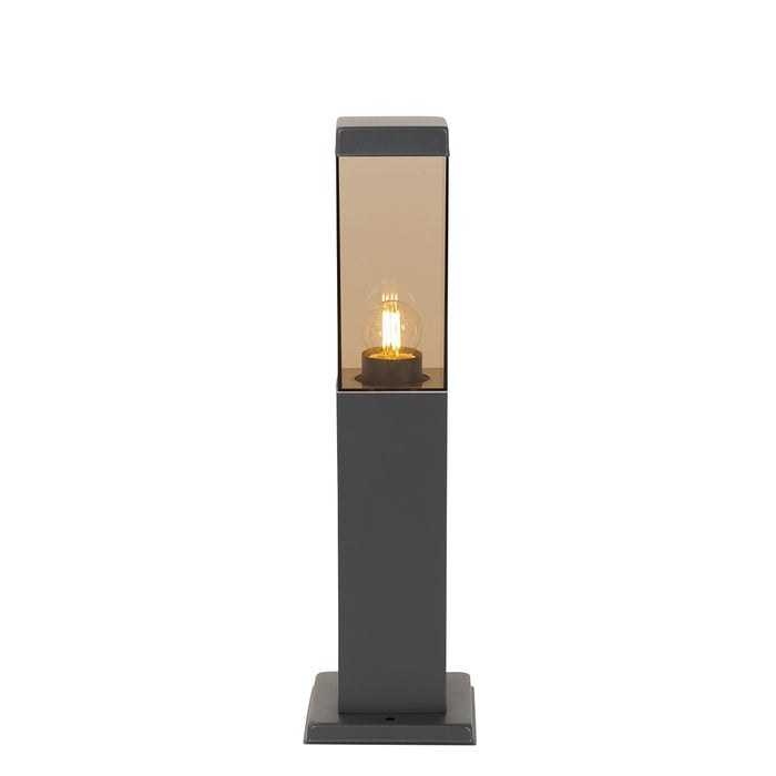QAZQA Moderne buitenlamp paal donkergrijs met smoke 45 cm - Malios