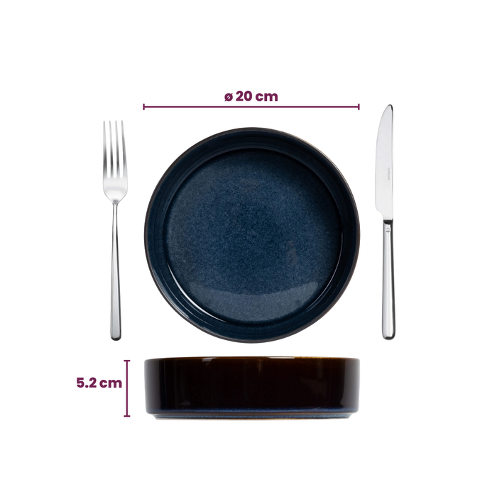 Cosy & Trendy Serviesset Quintana Blue 18-delig | 6 personen - 6 dinerborden, 6 diepe borden en 6 ontbijtborden