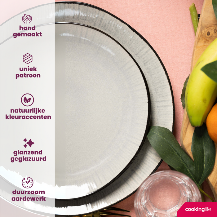 Cookinglife Dinerborden Nola Warm Grey ø 27 cm - 6 stuks