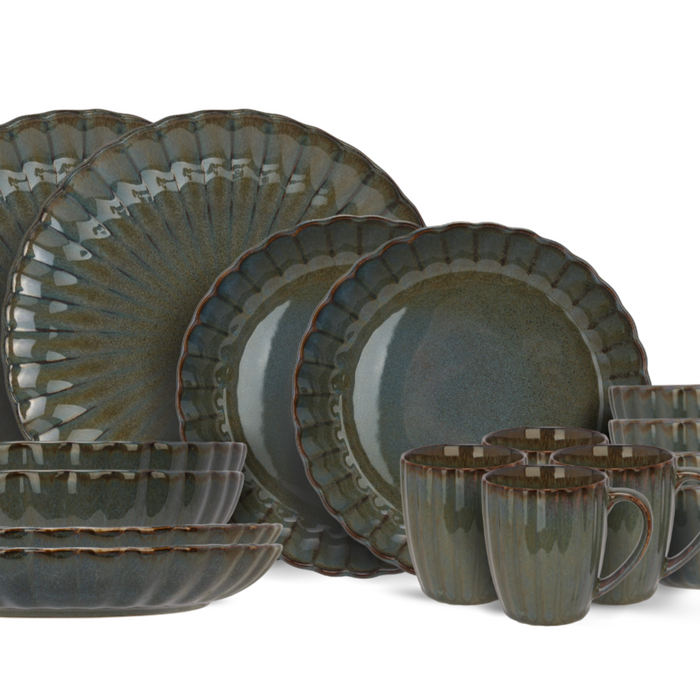 Cosy & Trendy Serviesset Astera Ocean 16-delig | 4 personen - 4 dinerborden, 4 diepe borden, 4 kommen en 4 mokken