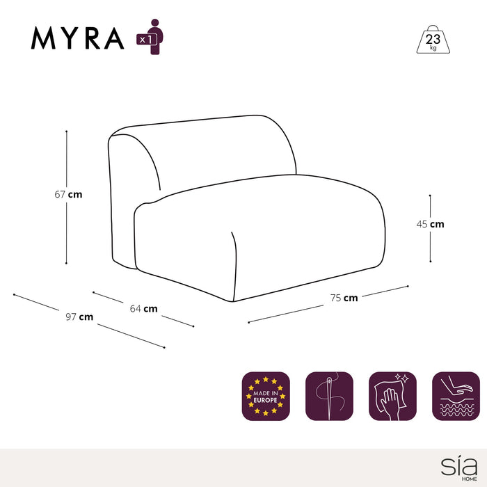 Crème ribfluwelen fauteuil zonder armen