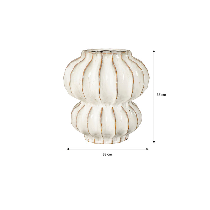 Mica Decorations Altea Vaas - H35 x Ø33 cm - Keramiek - Off White