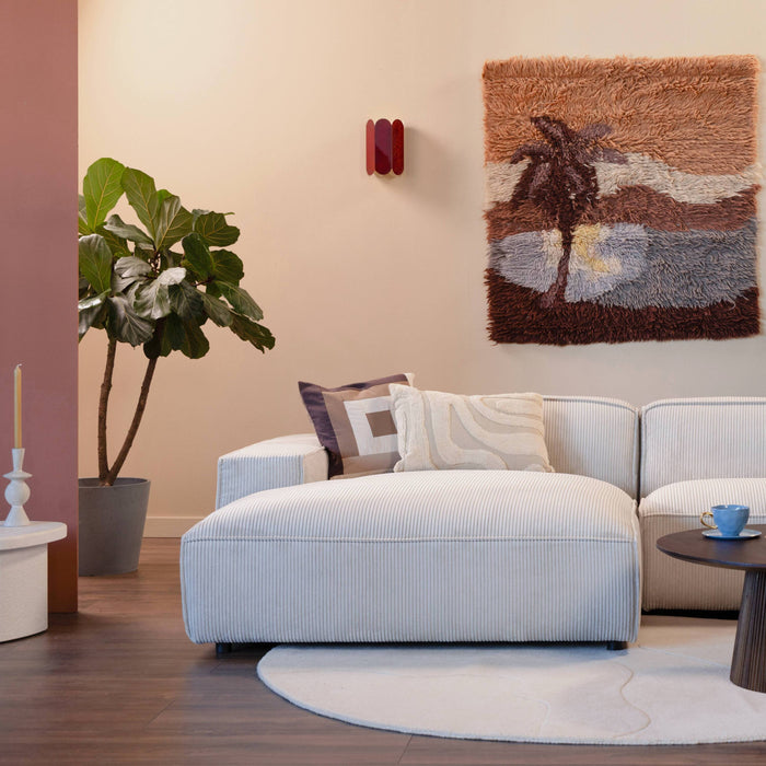 by fonQ Chunky Hoekbank met Chaise Longue Links - Rib - Latte