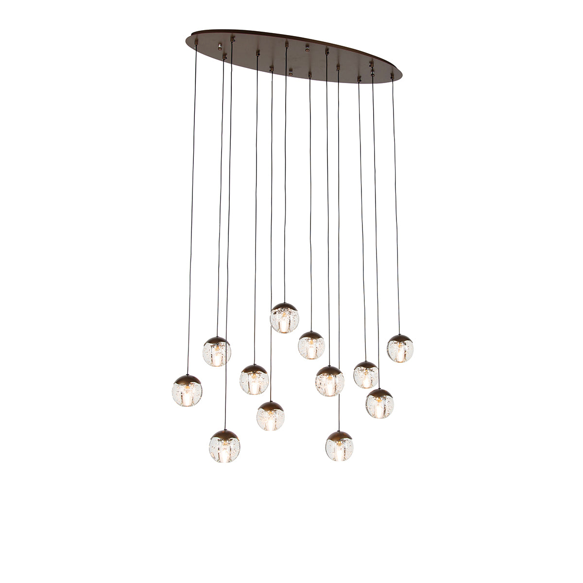 QAZQA Design hanglamp donker brons met helder glas 12-lichts - Inge