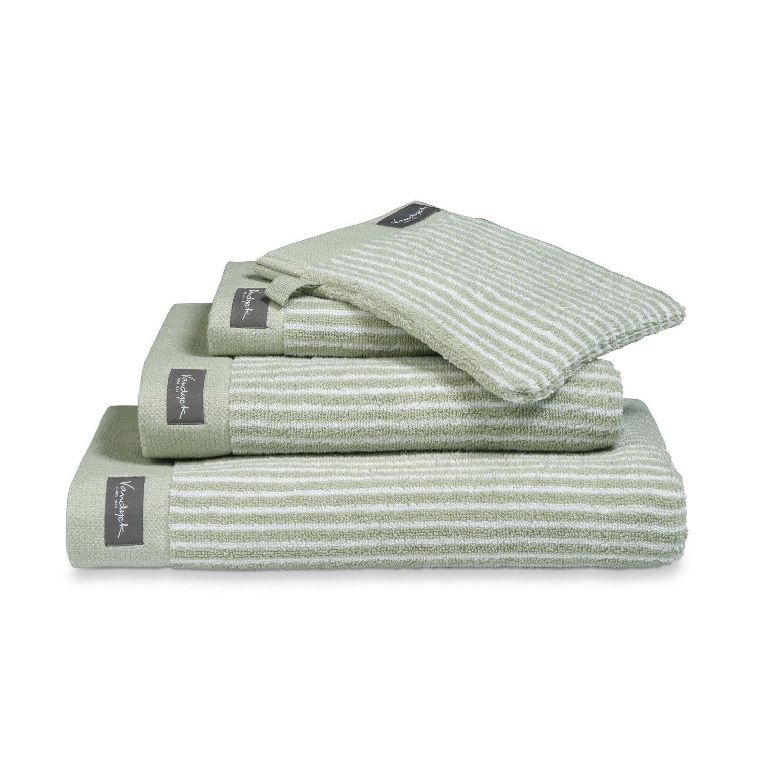 Gastendoek Home Petit Ligne Smoke Green | Groen | Katoen