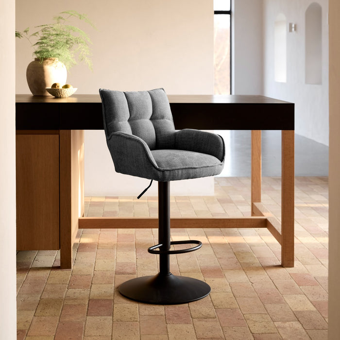 Giga Living - Barstoel Grijs Stof - Verstelbaar - Marilla - Set van 2
