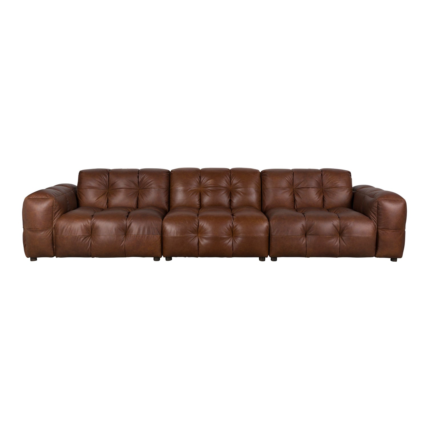 Dutchbone Hackman 4,5-zitsbank Leer Chocolade Bruin