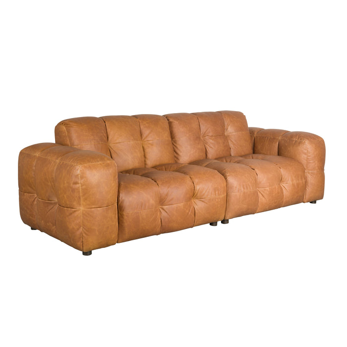 Dutchbone Hackman 3-zitsbank Leer Cognac Bruin