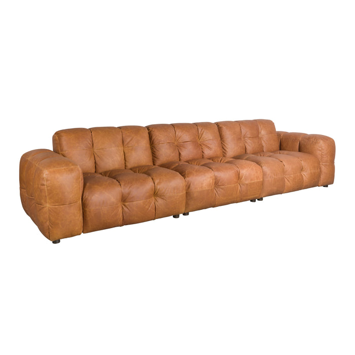 Dutchbone Hackman 4,5-zitsbank Leer Cognac Bruin