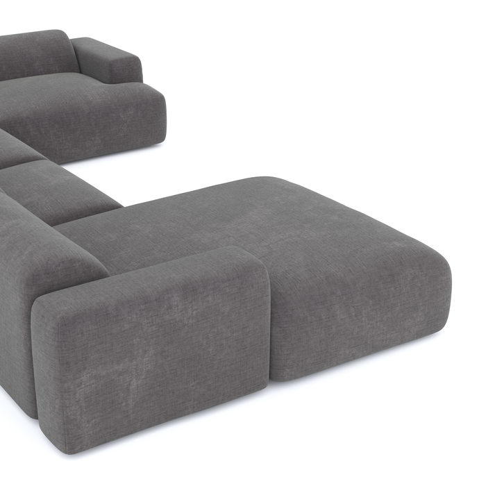 Links panoramische bank grijs fluweelpatroon