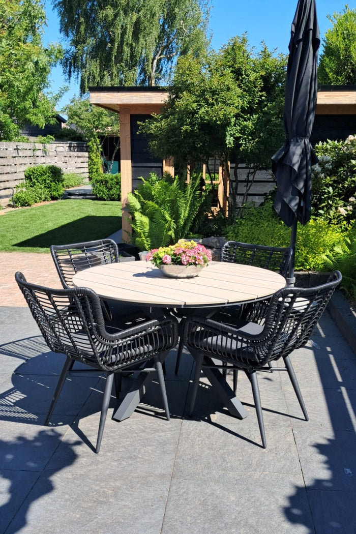 Jasmine black | GI Edison 122 cm. - ronde tuinset