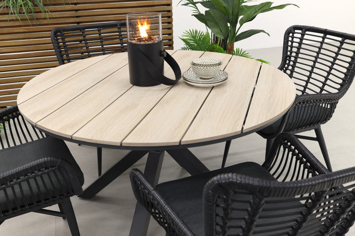 Jasmine black | GI Edison 122 cm. - ronde tuinset