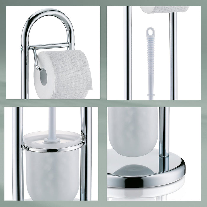 Kela - Fabio Toiletrol en wc-borstel Houder - Zilver - Kela