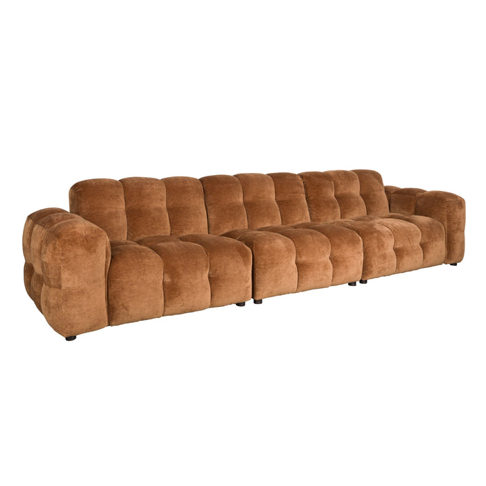 Dutchbone Hackman 4,5-zitsbank Velours Cognac Bruin