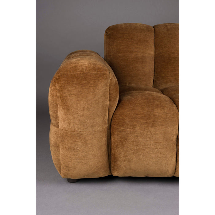 Dutchbone Hackman 4,5-zitsbank Velours Cognac Bruin