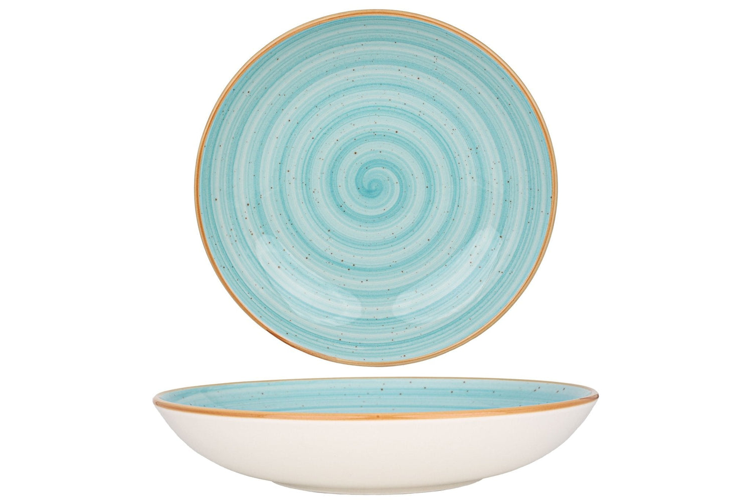 Bonna Diep bord - Aqua - Porselein - 25 cm (1300cc) - set van 6