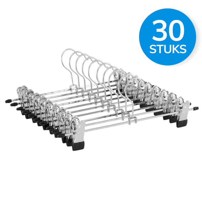 Antislip Broekhangers met Knijpers voor Heren of Dames - 30 stuks Kleding Hangers met Klemmen - Broek en Rok Houder - 31cm