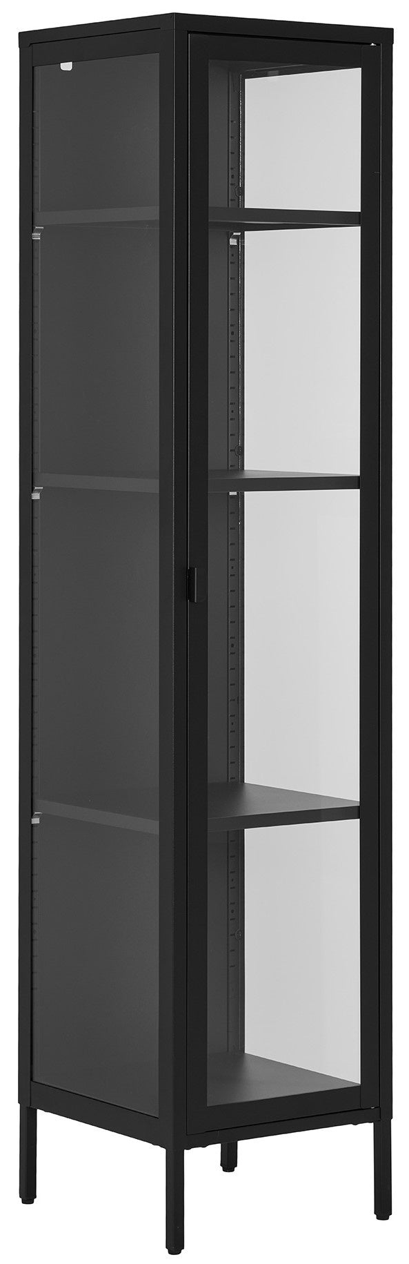 House Nordic Brisbane Zwart | Glas Vitrinekast Slim H180 cm