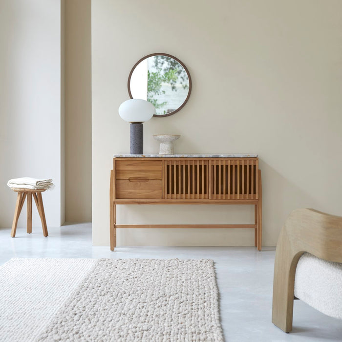 Tikamoon - Consoletafel in massief teakhout en premium terrazzo