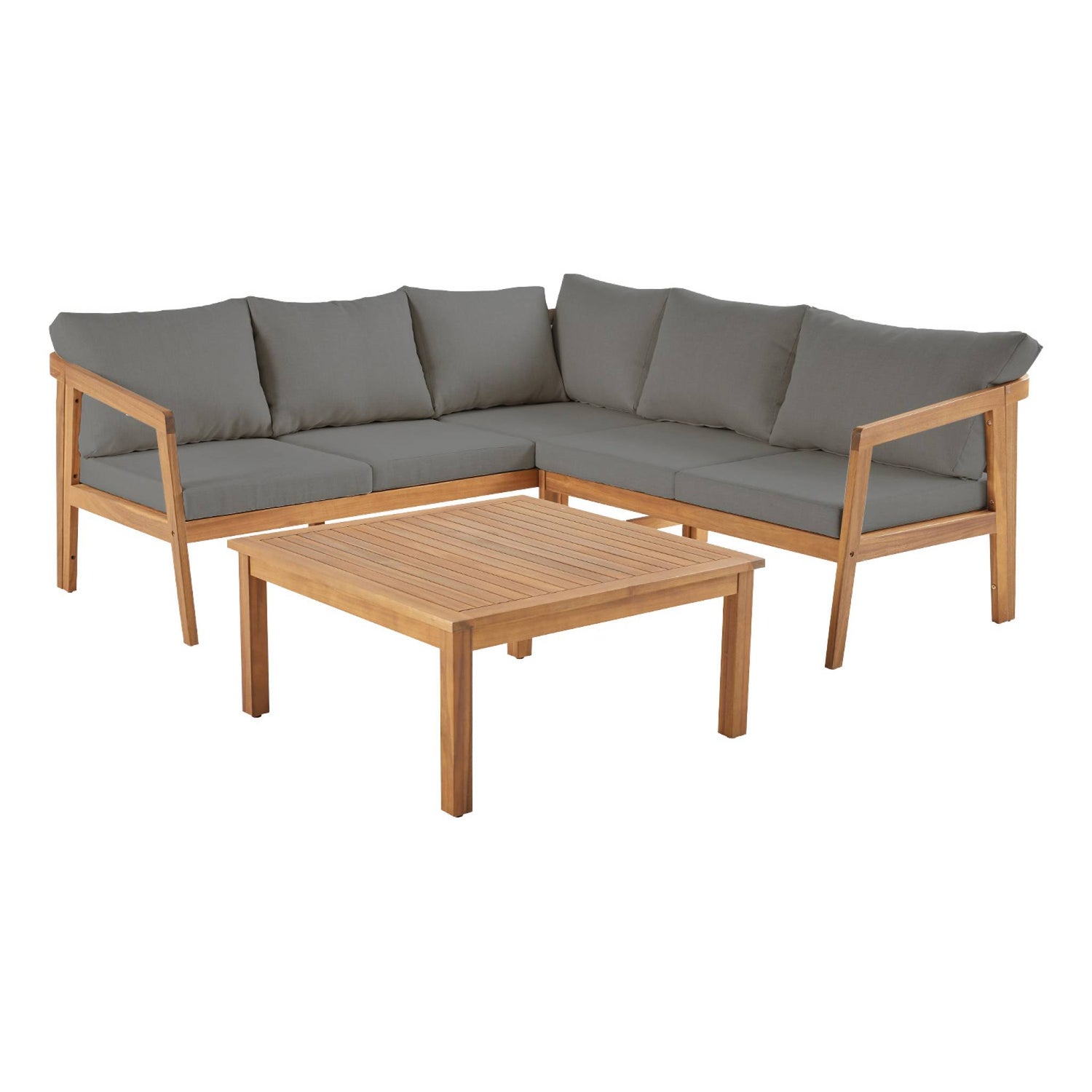 sweeek - Hoek tuinset van acacia voor 5 personen