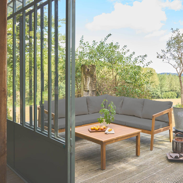 sweeek - Hoek tuinset van acacia voor 5 personen