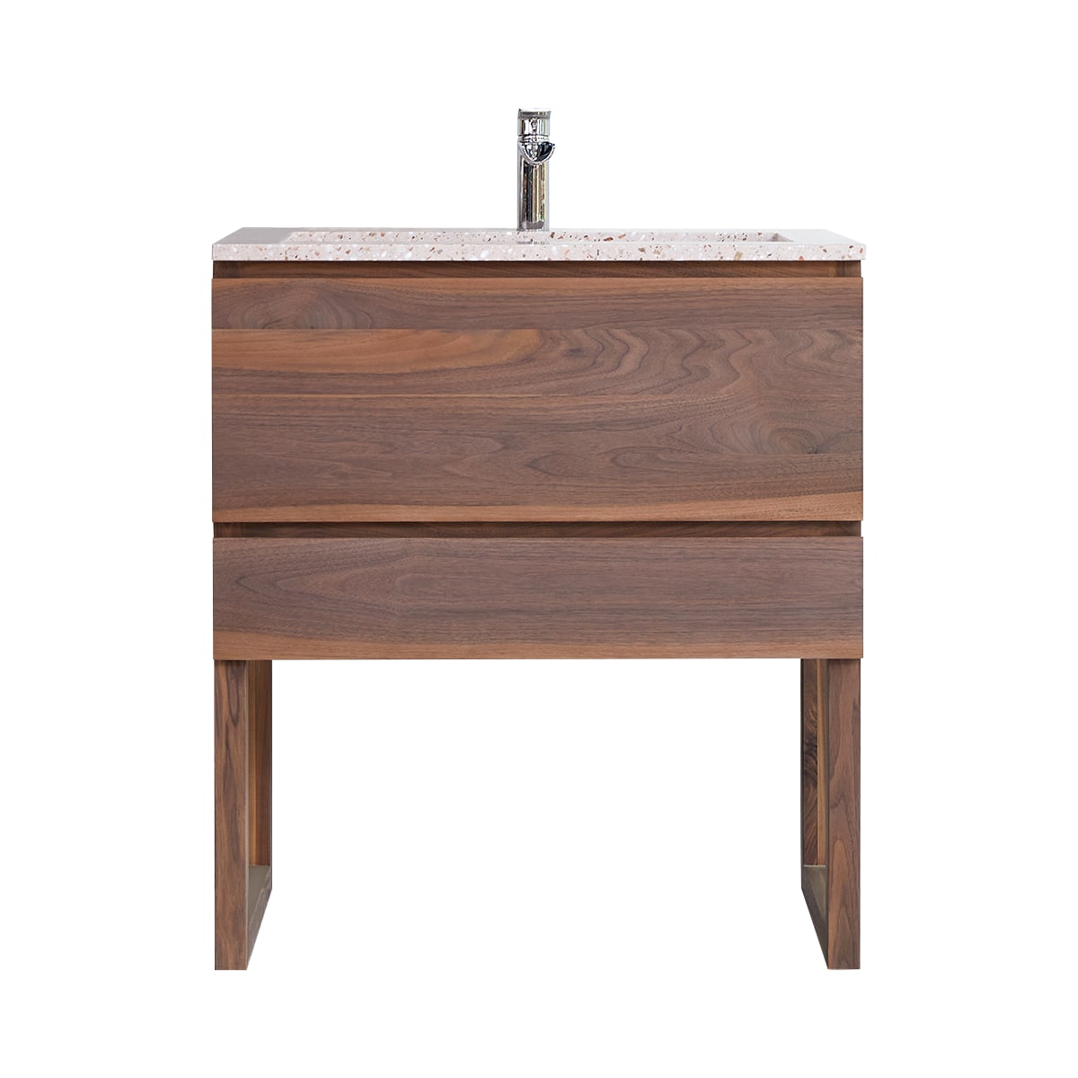 Tikamoon - Badkamermeubel van massief walnoothout en terrazzo Pink 80