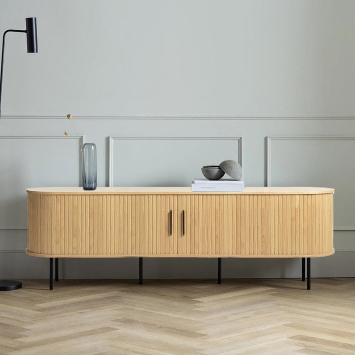 Giga Living - Tv-Meubel Eiken Fineer 180cm - Zwart - Schuifdeuren