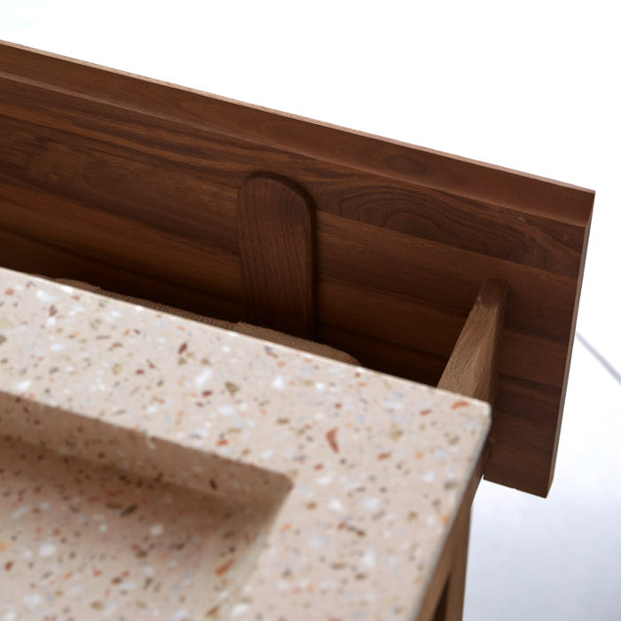 Tikamoon - Badkamermeubel van massief walnoothout en terrazzo Pink 80