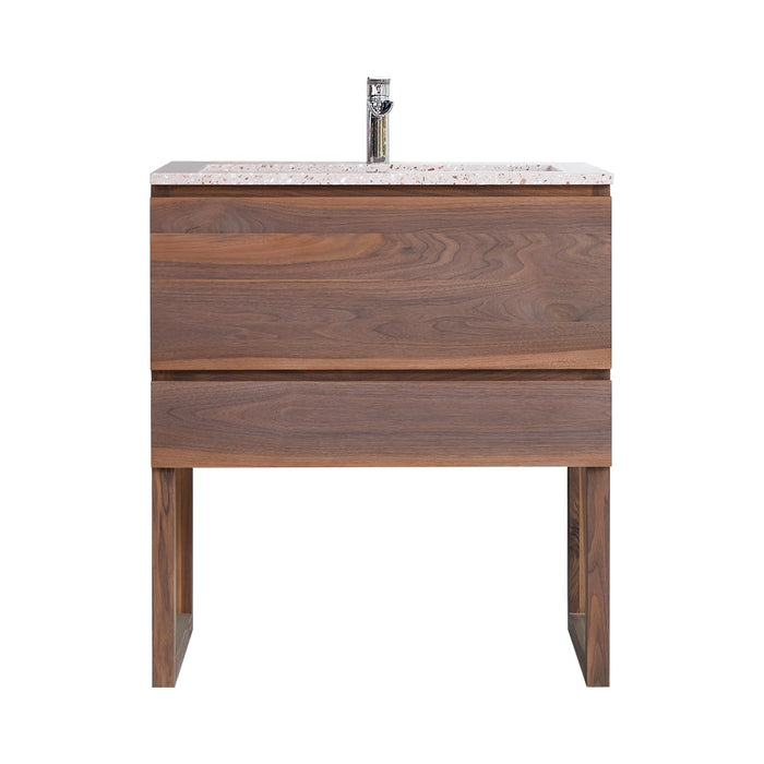 Tikamoon - Badkamermeubel van massief walnoothout en terrazzo Pink 80