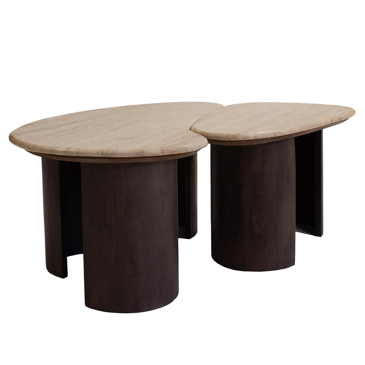 Giga Meubel - Salontafel Travertin Mangohout - 87x46x36cm - Set Van 2 - Suki