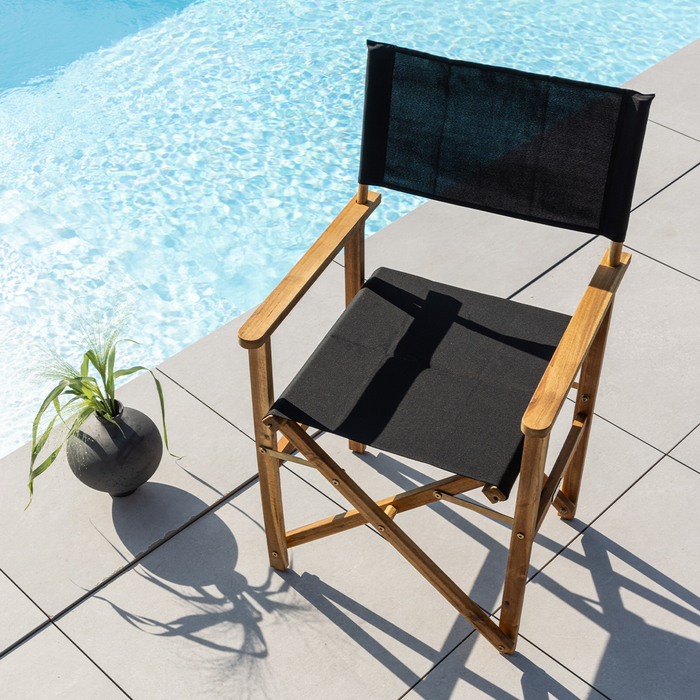 Nest outdoor Alba inklapbare houten tuinstoel zwart - met armleuningen