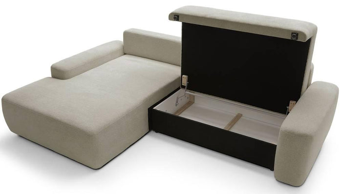 NADUVI Collection Hoekslaapbank Elis links met opbergvak chenille