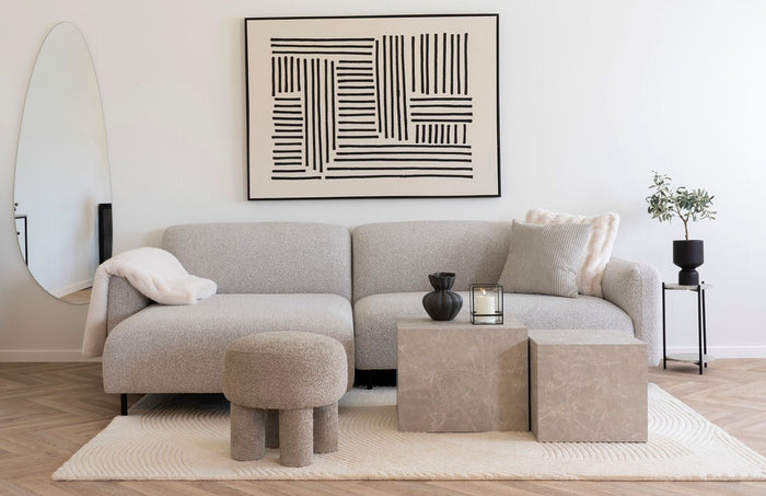 House Nordic Salvador Lichtgrijs Bouclé 2-Zits + Chaise Lounge Links