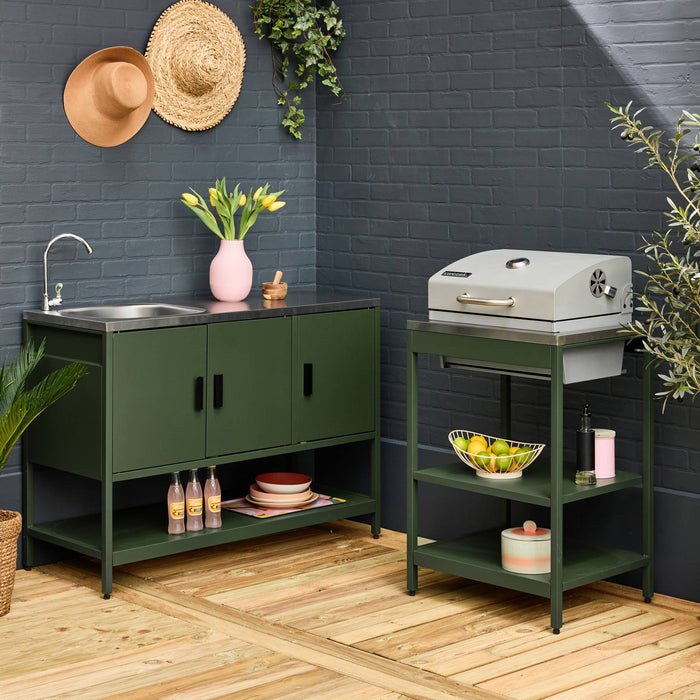 sweeek - Buitenkeuken, 2 modules, roestvrij staal, barbecue op