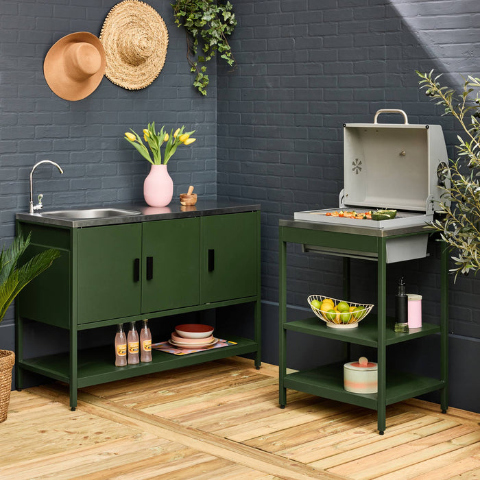 sweeek - Buitenkeuken, 2 modules, roestvrij staal, barbecue op